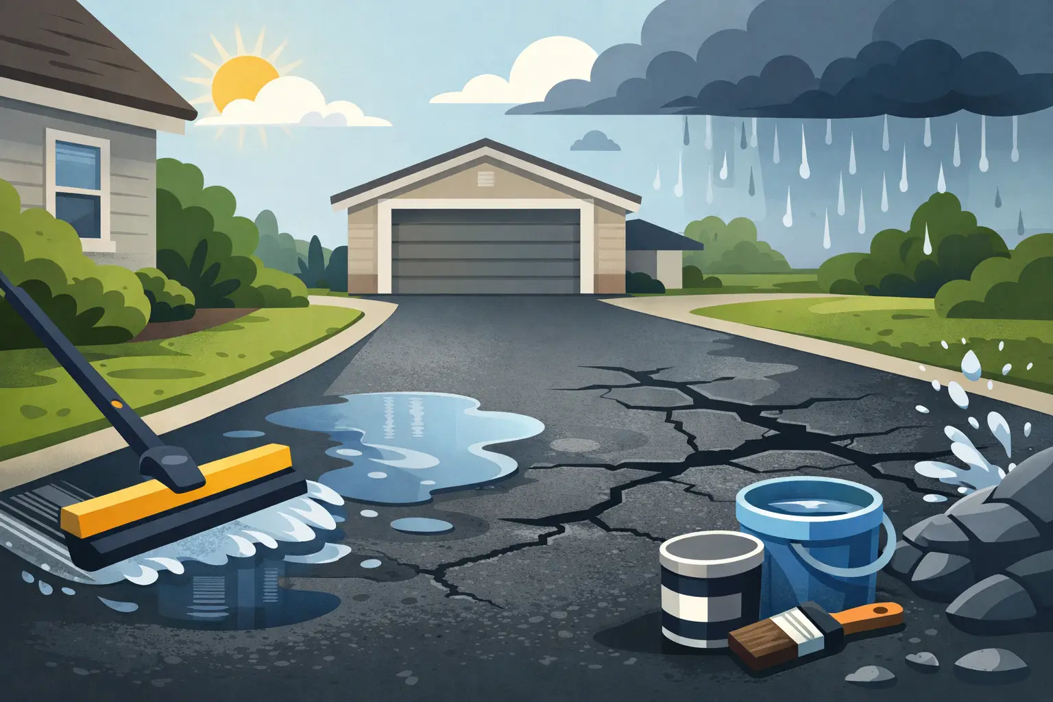 How to Prevent Water Damage to an Asphalt Driveway