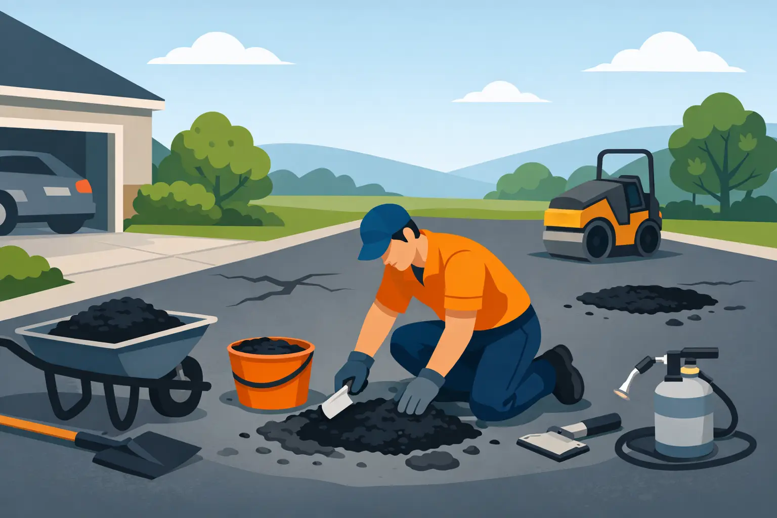 How to Repair Potholes in an Asphalt Driveway