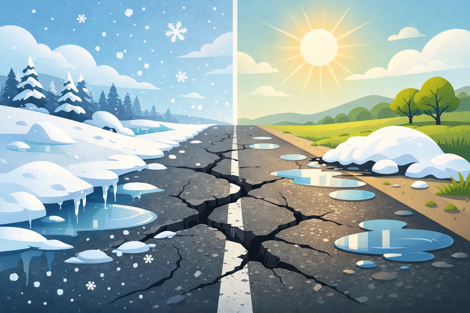 Prevent Asphalt Damage From Freeze Thaw Cycles
